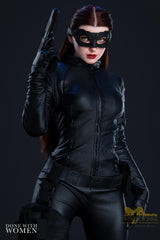 Irontech Doll 168cm Silicone with S17 Luna head shown wearing a catwoman costume