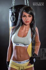 WM Doll 166cm C cup with 273 head sex doll standing wearing sports bra and yellow shorts